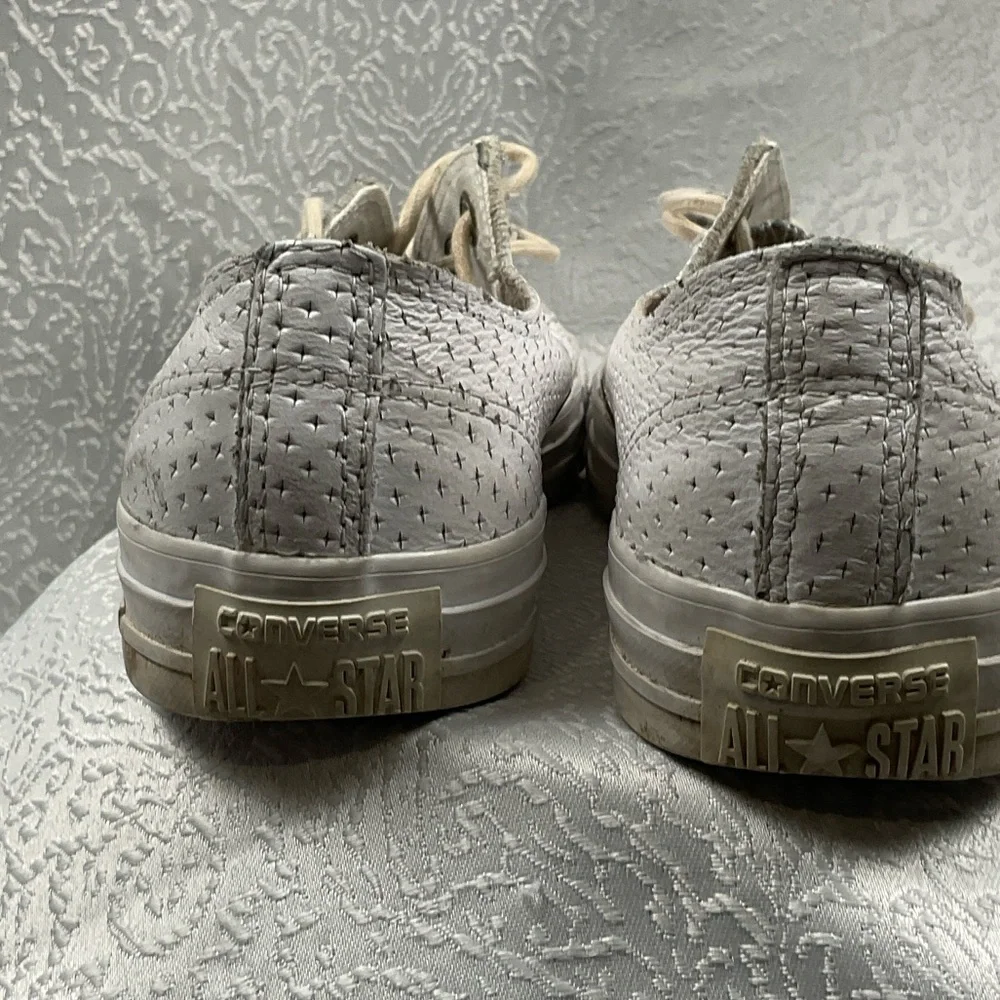 Converse White Leather Women's / Men’s Perforated White Sneakers - Picture 6 of 7